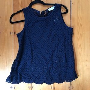 Navy Banana Republic Lace Tank